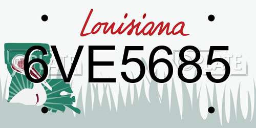 6VE5685 Louisiana License Plate