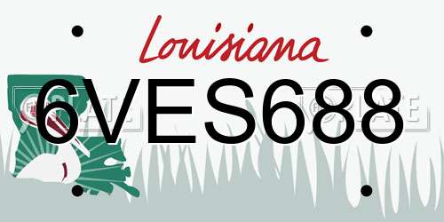 6VES688 Louisiana License Plate