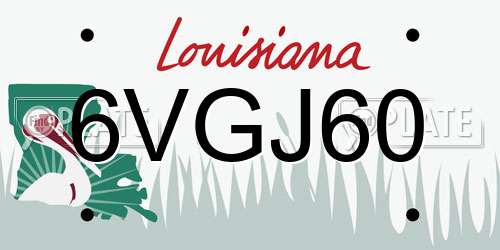 6VGJ60 Louisiana License Plate