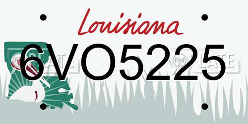 6VO5225 Louisiana License Plate