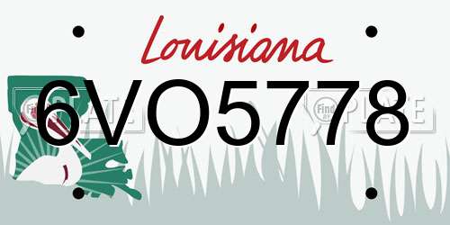 6VO5778 Louisiana License Plate