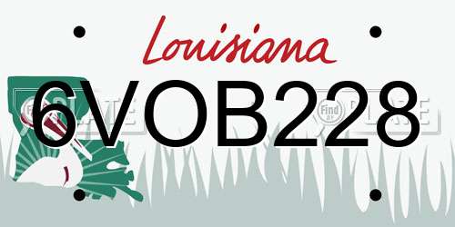 6VOB228 Louisiana License Plate