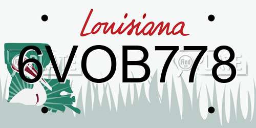 6VOB778 Louisiana License Plate