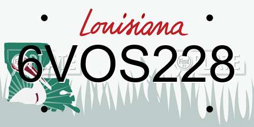 6VOS228 Louisiana License Plate
