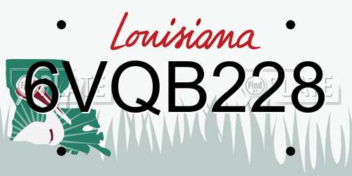 6VQB228 Louisiana License Plate