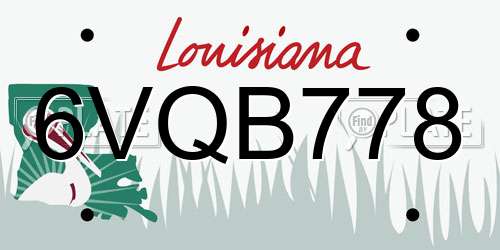 6VQB778 Louisiana License Plate