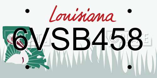 6VSB458 Louisiana License Plate