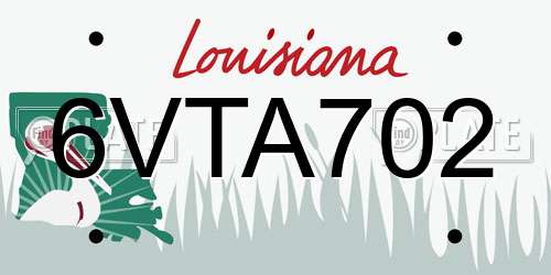 6VTA702 Louisiana License Plate