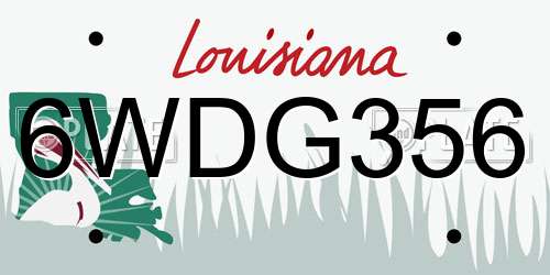 6WDG356 Louisiana License Plate