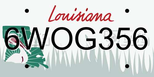6WOG356 Louisiana License Plate