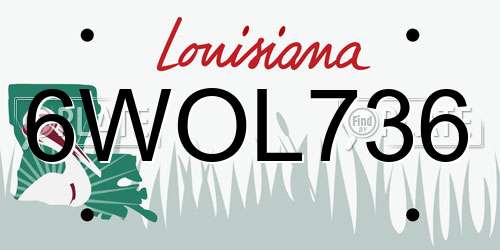 6WOL736 Louisiana License Plate