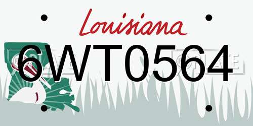 6WT0564 Louisiana License Plate