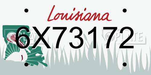 6X73172 Louisiana License Plate