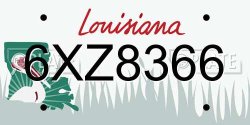 6XZ8366 Louisiana License Plate