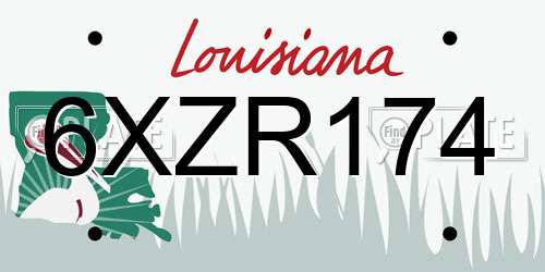6XZR174 Louisiana License Plate