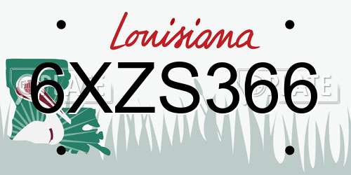 6XZS366 Louisiana License Plate
