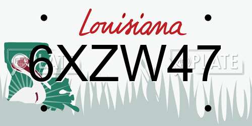 6XZW47 Louisiana License Plate