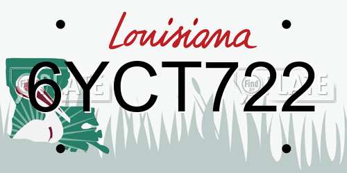 6YCT722 Louisiana License Plate