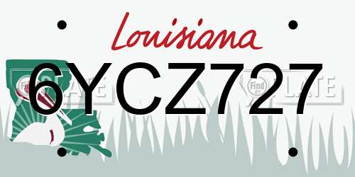 6YCZ727 Louisiana License Plate
