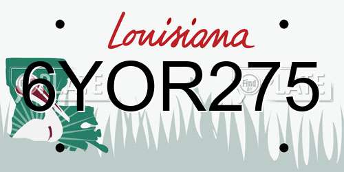 6YOR275 Louisiana License Plate
