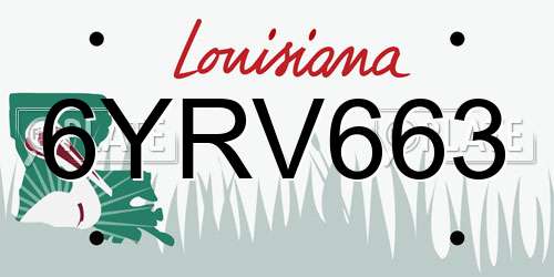 6YRV663 Louisiana License Plate