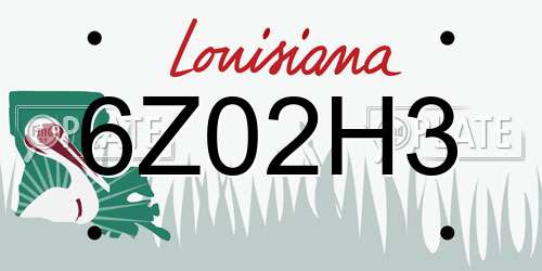 6Z02H3 Louisiana License Plate