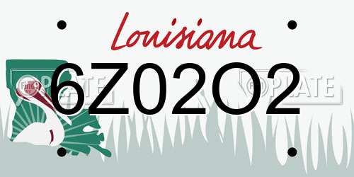 6Z02O2 Louisiana License Plate