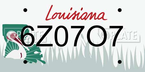 6Z07O7 Louisiana License Plate