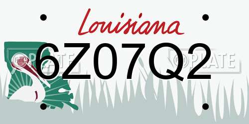 6Z07Q2 Louisiana License Plate