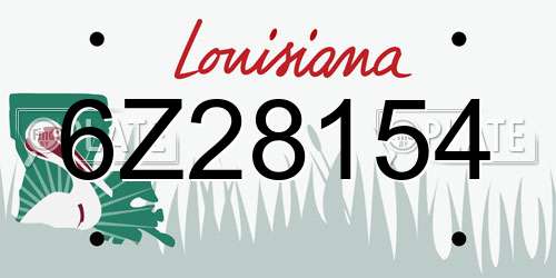6Z28154 Louisiana License Plate