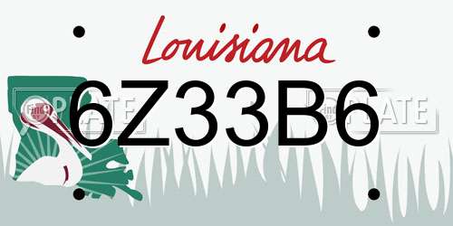 6Z33B6 Louisiana License Plate