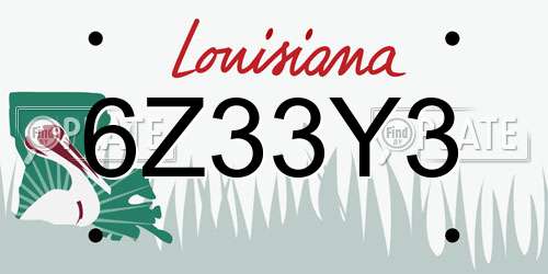 6Z33Y3 Louisiana License Plate