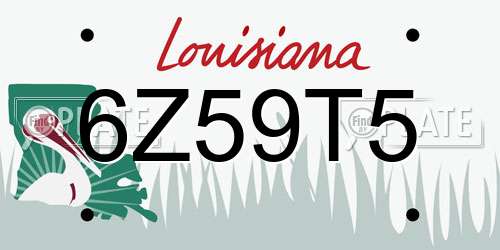 6Z59T5 Louisiana License Plate