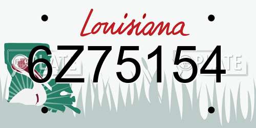 6Z75154 Louisiana License Plate