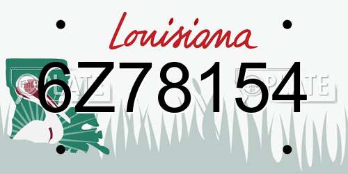 6Z78154 Louisiana License Plate
