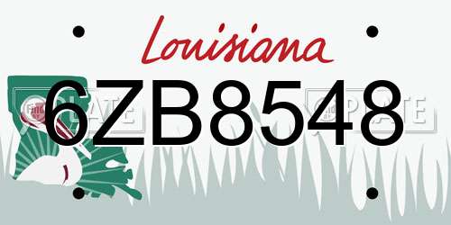 6ZB8548 Louisiana License Plate