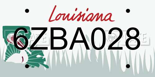 6ZBA028 Louisiana License Plate