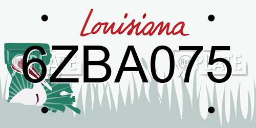 6ZBA075 Louisiana License Plate