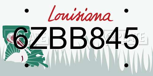 6ZBB845 Louisiana License Plate