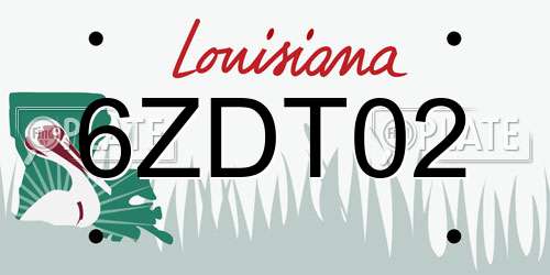 6ZDT02 Louisiana License Plate