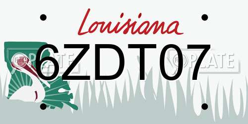 6ZDT07 Louisiana License Plate