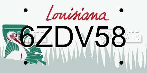 6ZDV58 Louisiana License Plate
