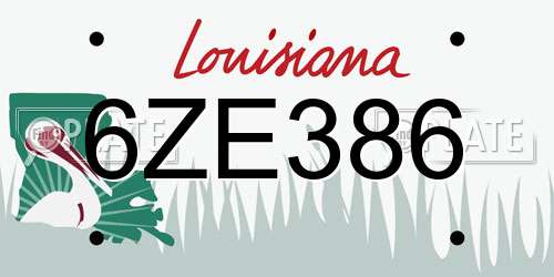 6ZE386 Louisiana License Plate