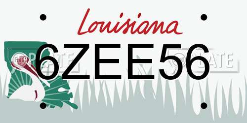 6ZEE56 Louisiana License Plate