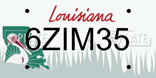 6ZIM35 Louisiana License Plate