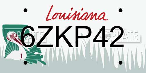 6ZKP42 Louisiana License Plate