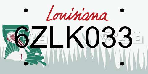 6ZLK033 Louisiana License Plate