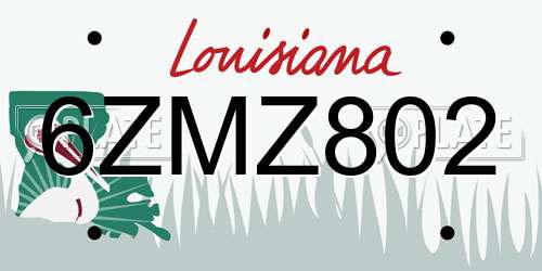 6ZMZ802 Louisiana License Plate