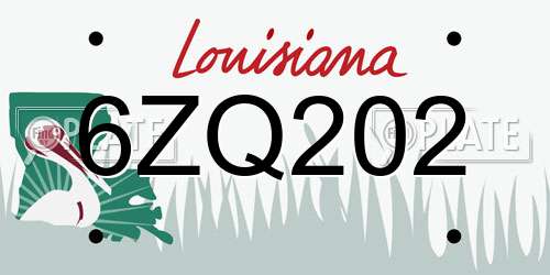 6ZQ202 Louisiana License Plate