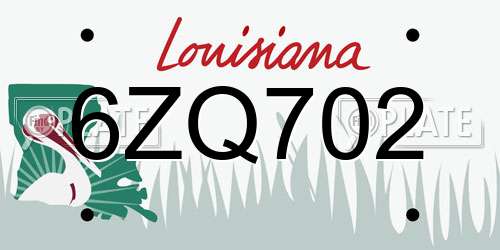 6ZQ702 Louisiana License Plate
